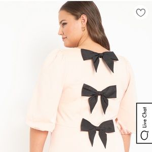 Eloquii Pink midi dress with black bows